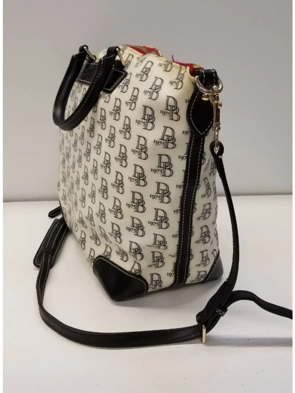 Dooney & Bourke White and Black Logo Crossbody Tote